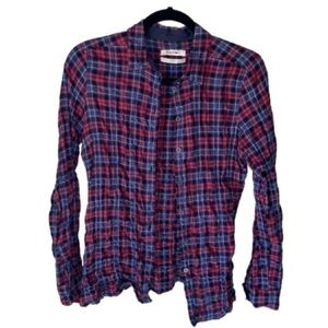 Barbour plaid shirt slim crinkle stretch sz 8 US bartlett check shirt